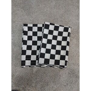 2 Buffalo Checkered Race Flag Gingham Window Curtain Panels Gameroom Mancave 63"